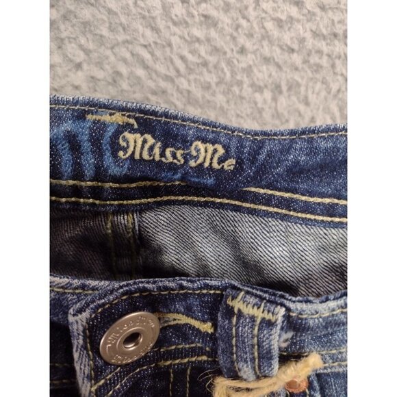 Miss Me NEW Boyfriend Dark Wash Mid Rise Distressed Crop Jeans Women's Size‎ 26 - Picture 11 of 13